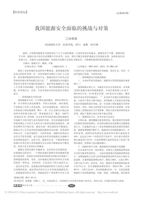 我国能源安全面临的挑战与对策