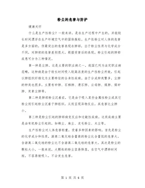 粉尘的危害与防护（三篇）
