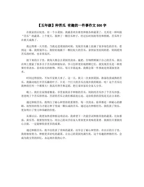 【五年级】种苦瓜 有趣的一件事作文500字