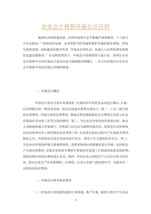 企业会计核算环境会计应用