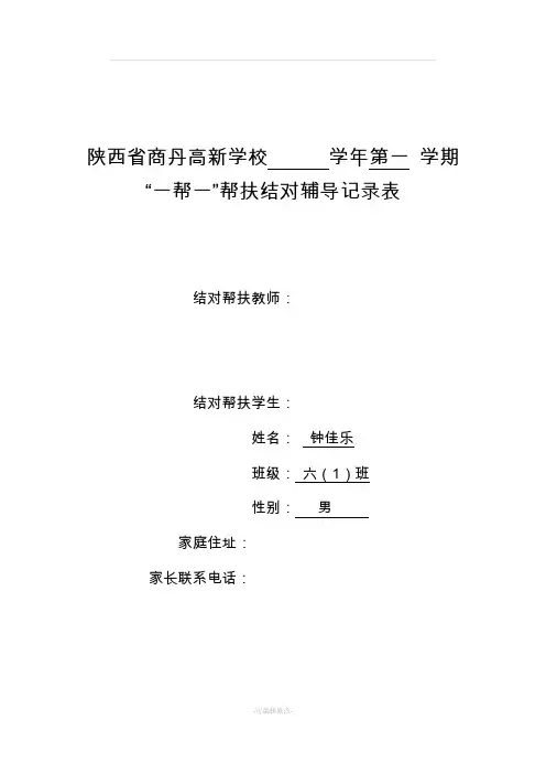 帮扶结对辅导记录表