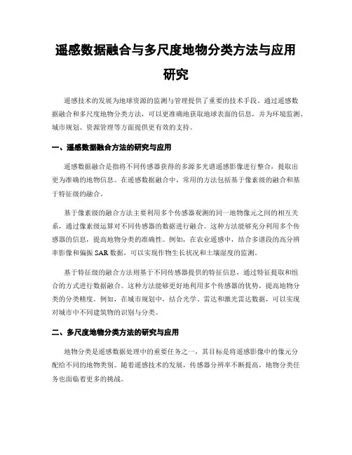遥感数据融合与多尺度地物分类方法与应用研究