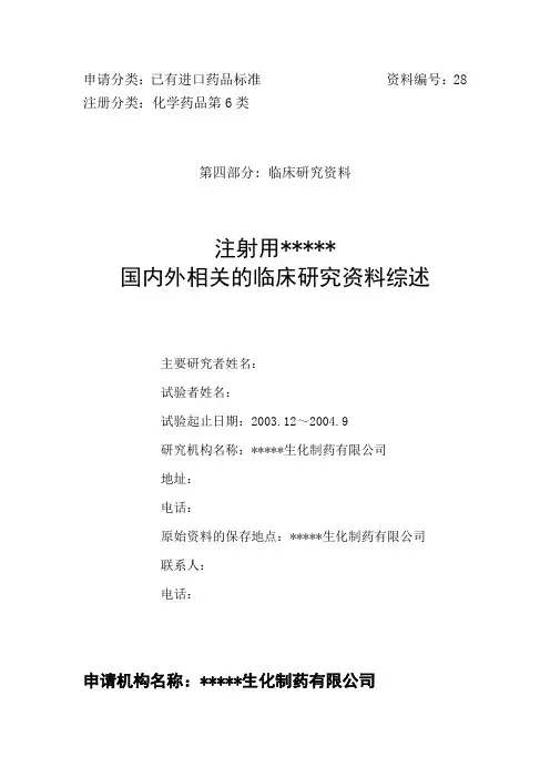 化学药品第6类申报资料28模板
