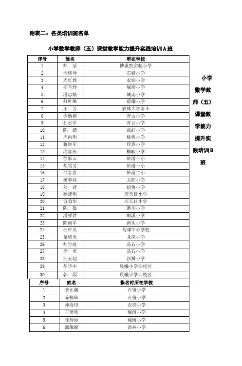 小学数学教师(五)课堂教学能力提升实践培训A班