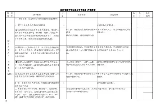医院等级评审标准与评价细则(护理部分)