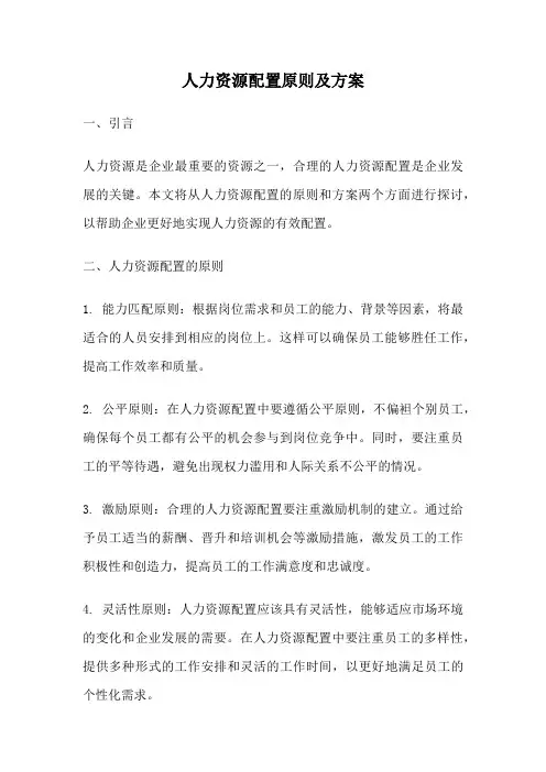 人力资源配置原则及方案