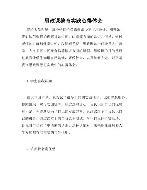 思政课德育实践心得体会