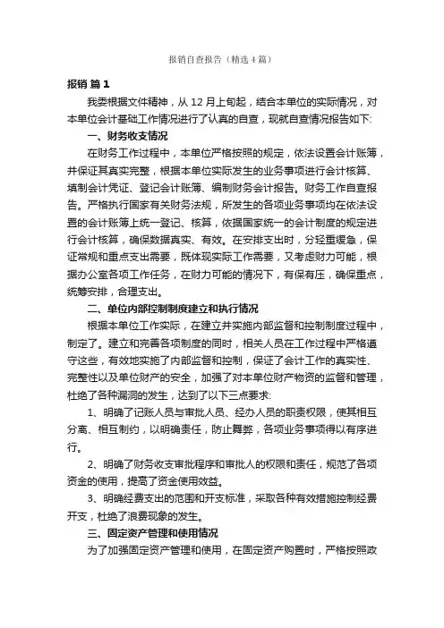 报销自查报告（精选4篇）