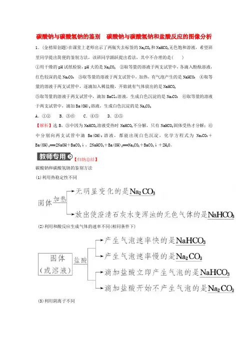 新教材高中化学微专题突破练碳酸钠与碳酸氢钠的鉴别碳酸钠与碳酸氢钠和盐酸反应的图像分析(含解析)鲁科版