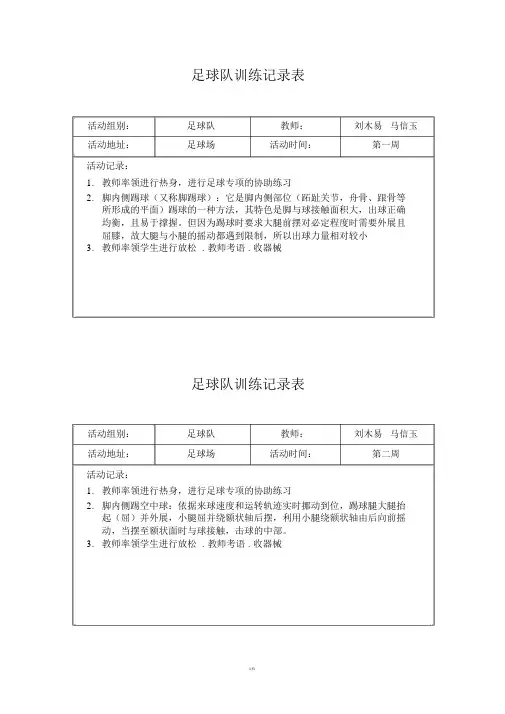 足球队训练记录表(足球队)