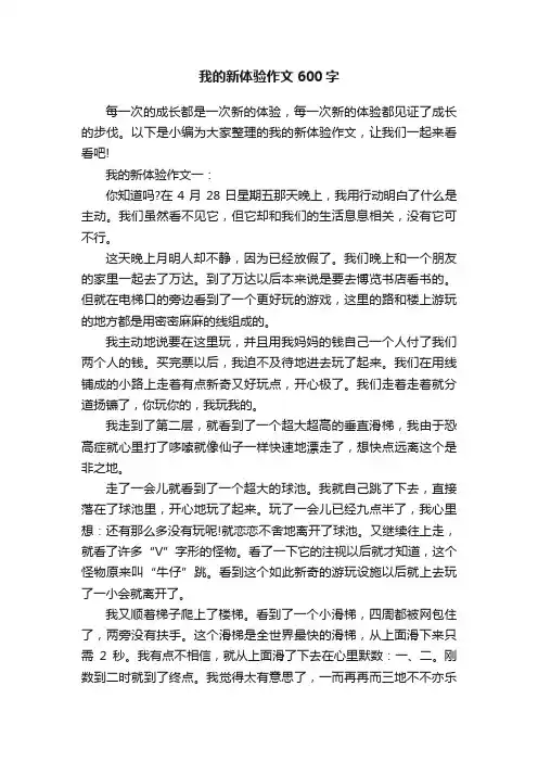 我的新体验作文600字