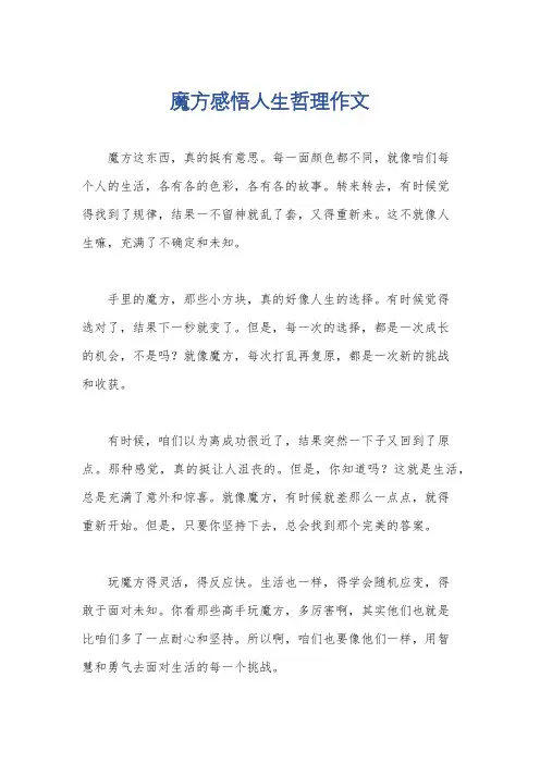 魔方感悟人生哲理作文
