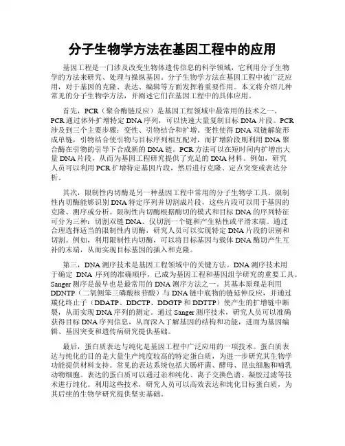 分子生物学方法在基因工程中的应用