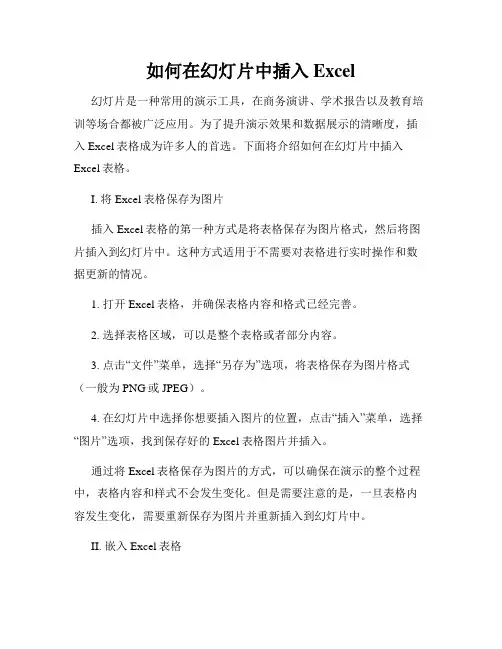 如何在幻灯片中插入Excel