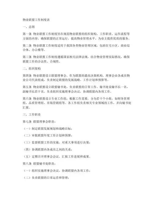 物业联盟工作制度表