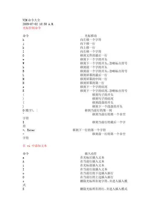最详细VIM命令大全资料