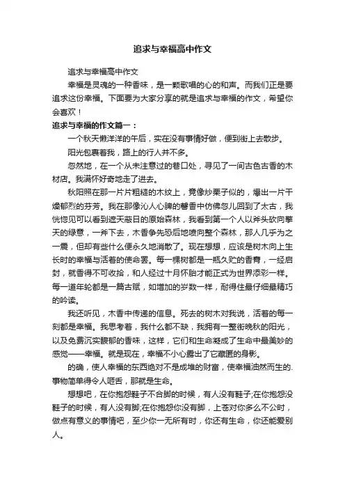 追求与幸福高中作文