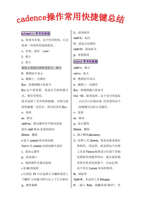 cadence操作常用快捷键总结