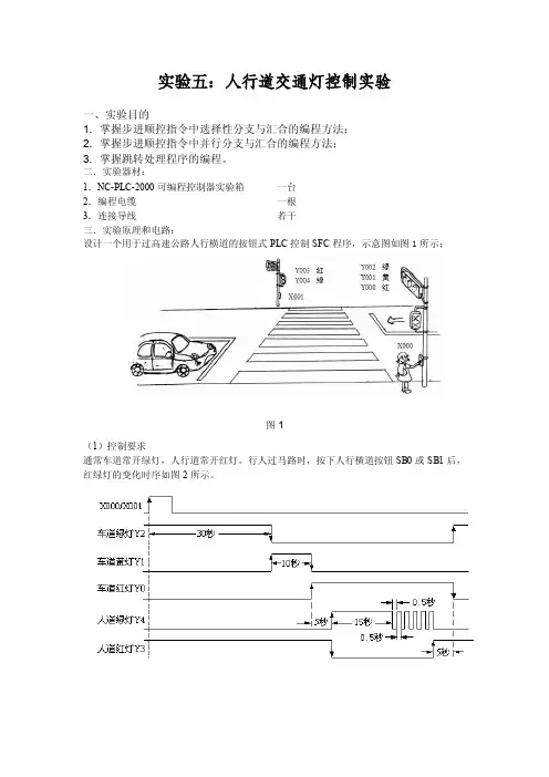 PLC编程人行道交通灯控制实验