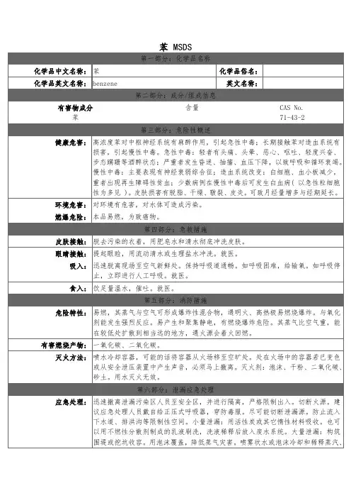 苯MSDS