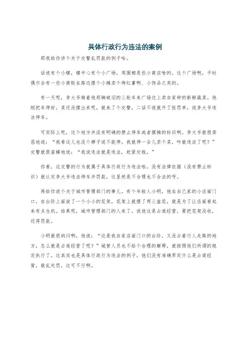 具体行政行为违法的案例