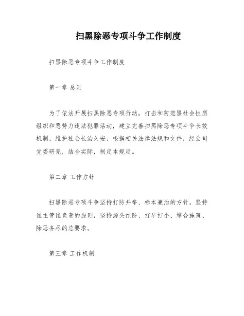 扫黑除恶专项斗争工作制度