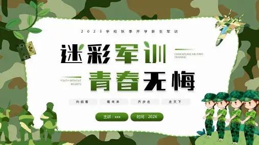 青春无悔 秋季开学新生军训主题班会课件：迷彩军训