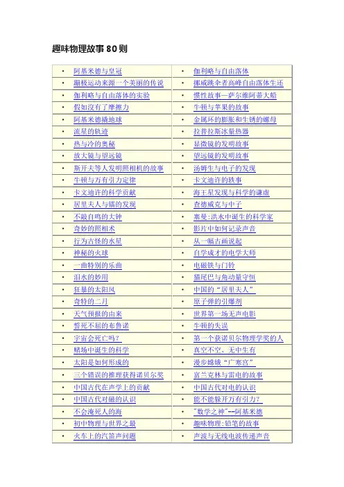 趣味物理故事80则
