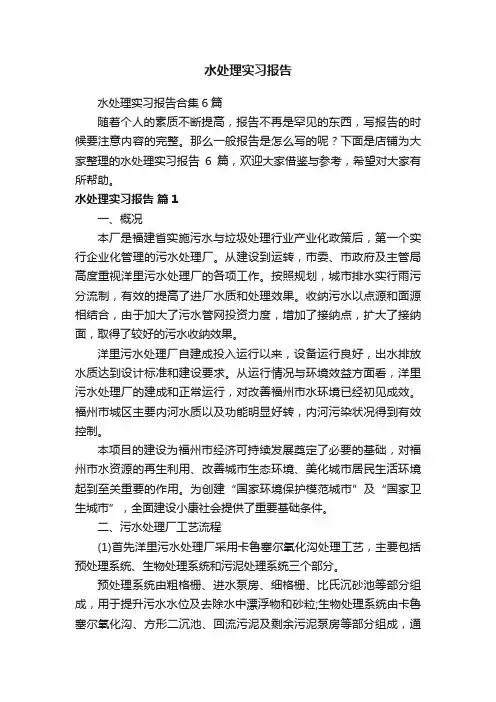 水处理实习报告