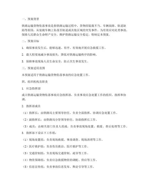 铁路运输货物坠落事故应急预案