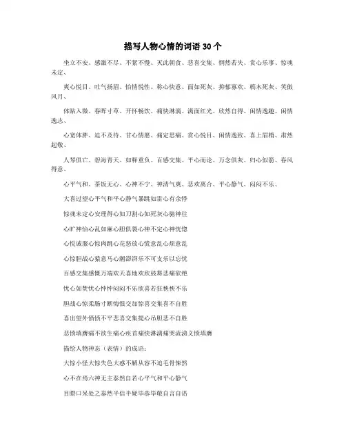 描写人物心情的词语30个