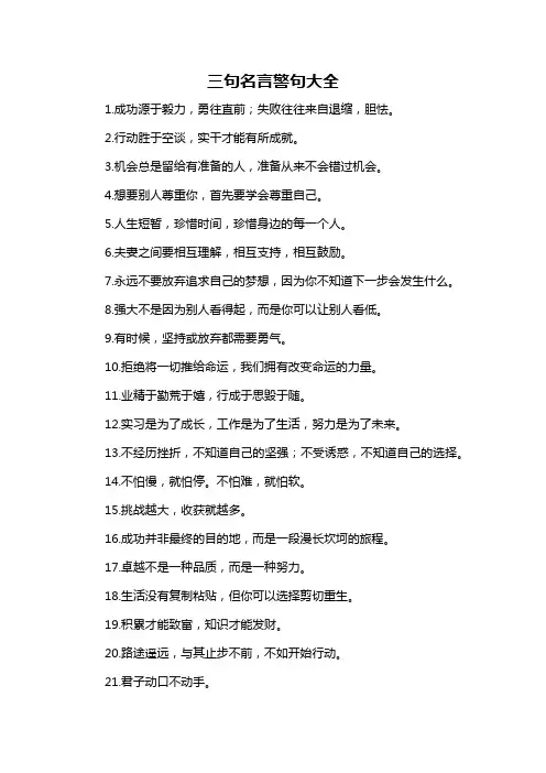 三句名言警句大全