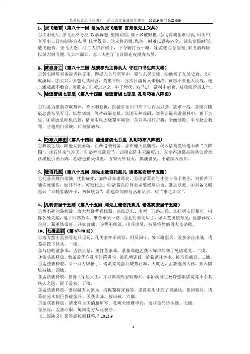 《三国演义》 简答题按回目整理81-100