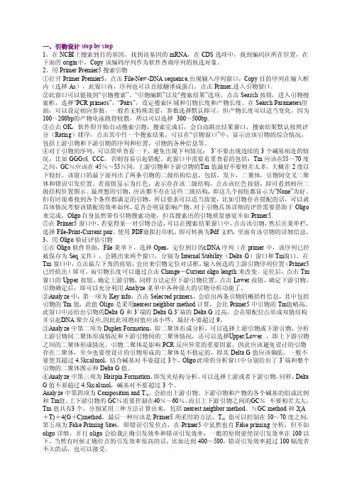 引物设计的详细步骤
