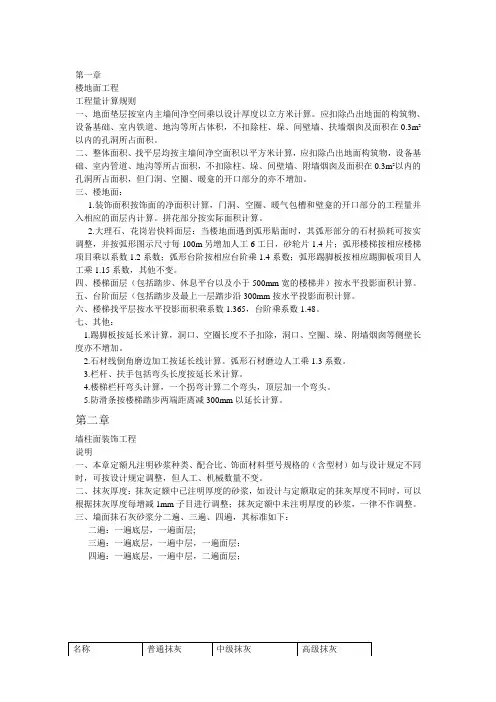 工程量计算规则