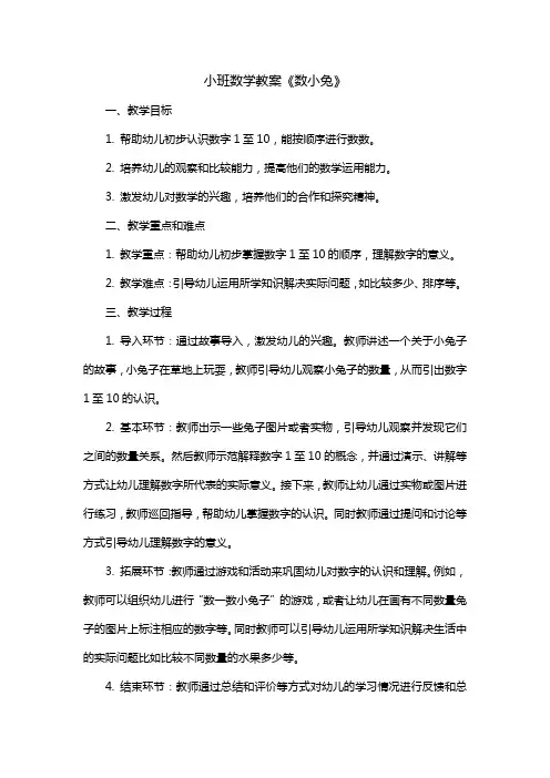 小班数学教案《数小兔》