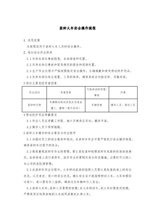 装卸火车安全操作规程
