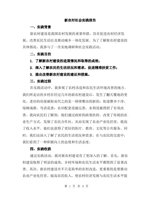 新农村社会实践报告