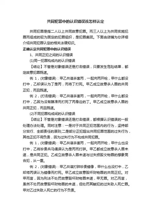 共同犯罪中的认识错误该怎样认定