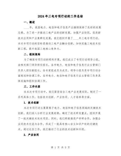 2024年三电专项行动的工作总结(2篇)