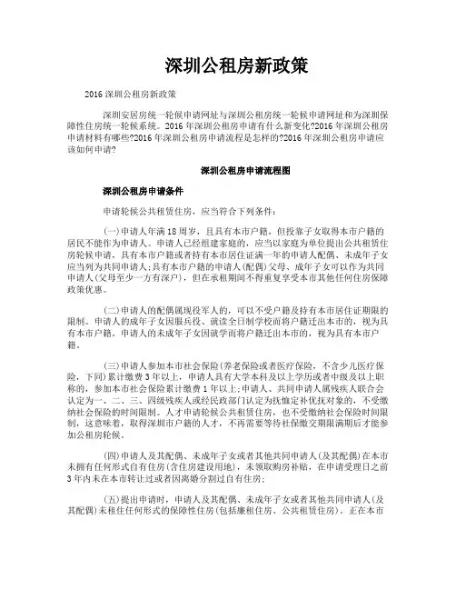深圳公租房新政策