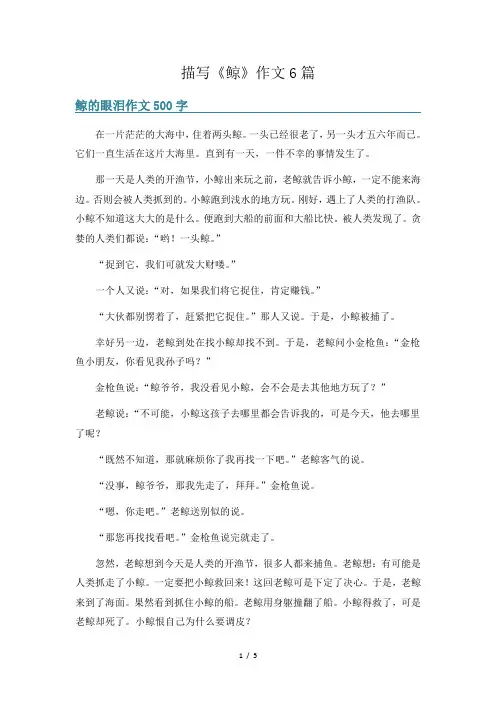 描写《鲸》作文6篇