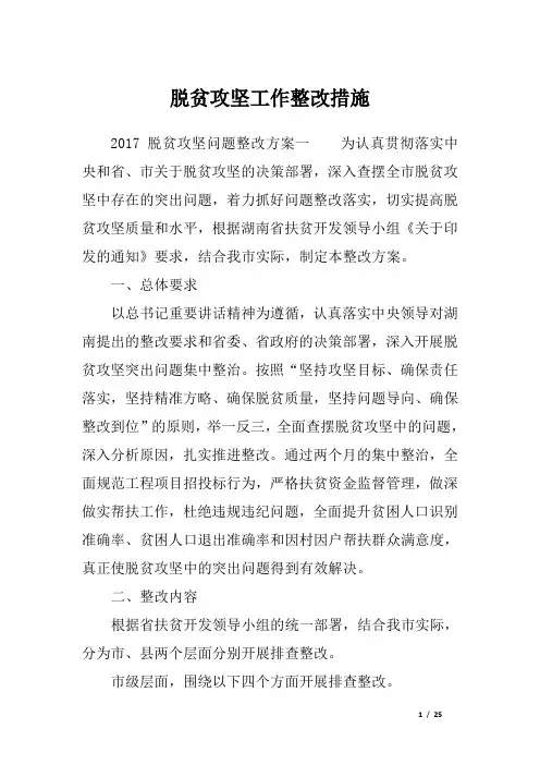 脱贫攻坚工作整改措施