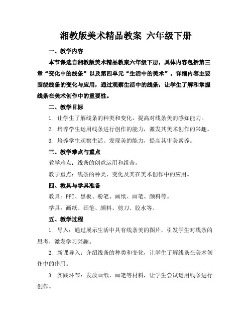 湘教版美术精品教案 六年级下册