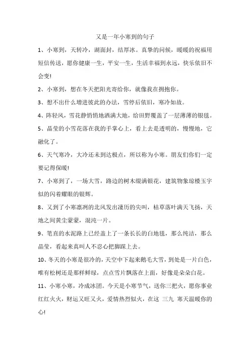 又是一年小寒到的句子