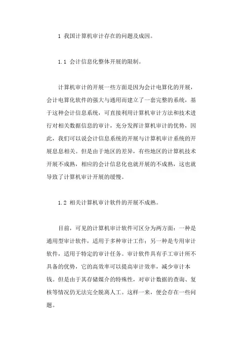 中国计算机审计存在的不足、成因及解决措施