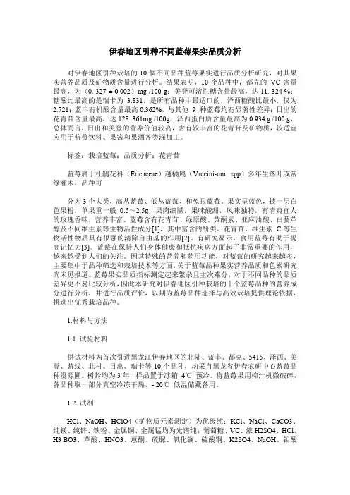 伊春地区引种不同蓝莓果实品质分析