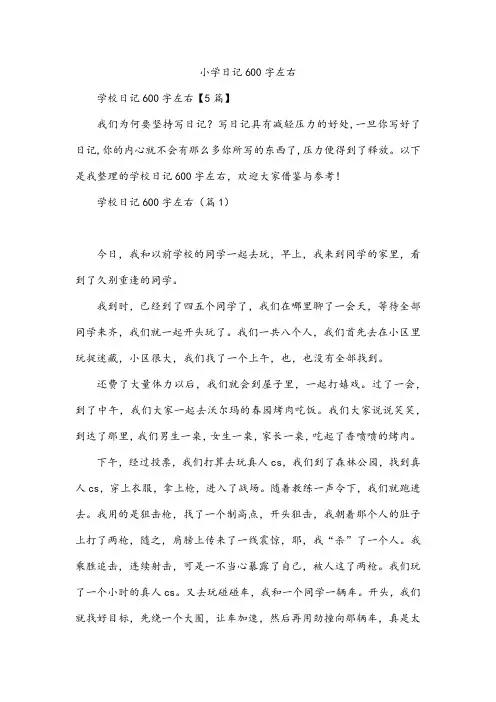 小学日记600字左右