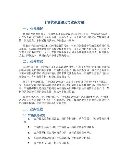 车辆贷款金融公司业务方案