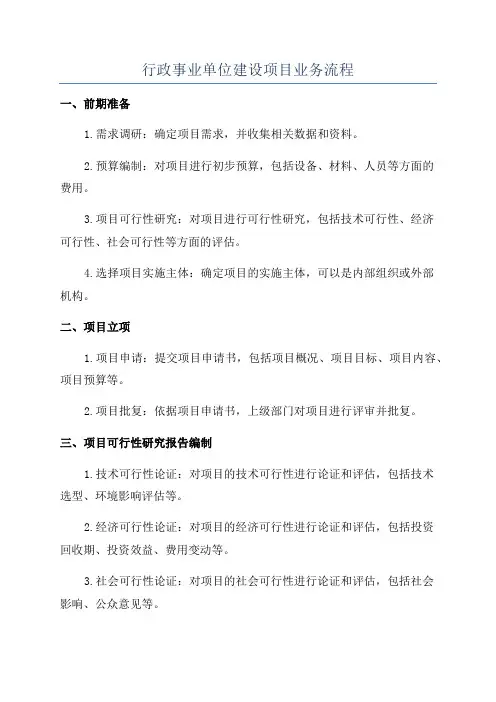 行政事业单位建设项目业务流程